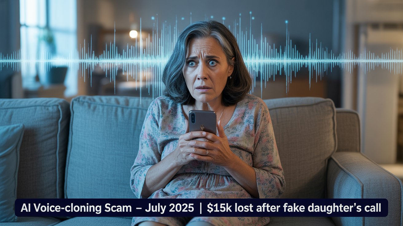 AI Voice-Cloning Scam: U.S. Victim Loses $15K After Hearing Fake Daughter’s Voice (July 2025)